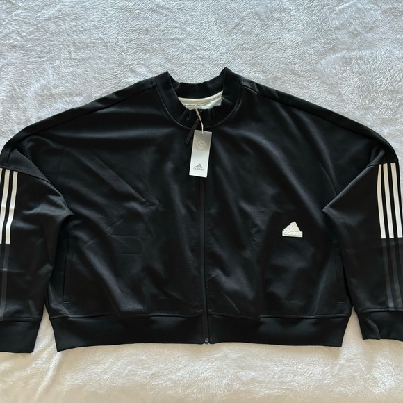 Adidas Black Full Zip Cropped Track Jacket--NWT--4X - Picture 5 of 15